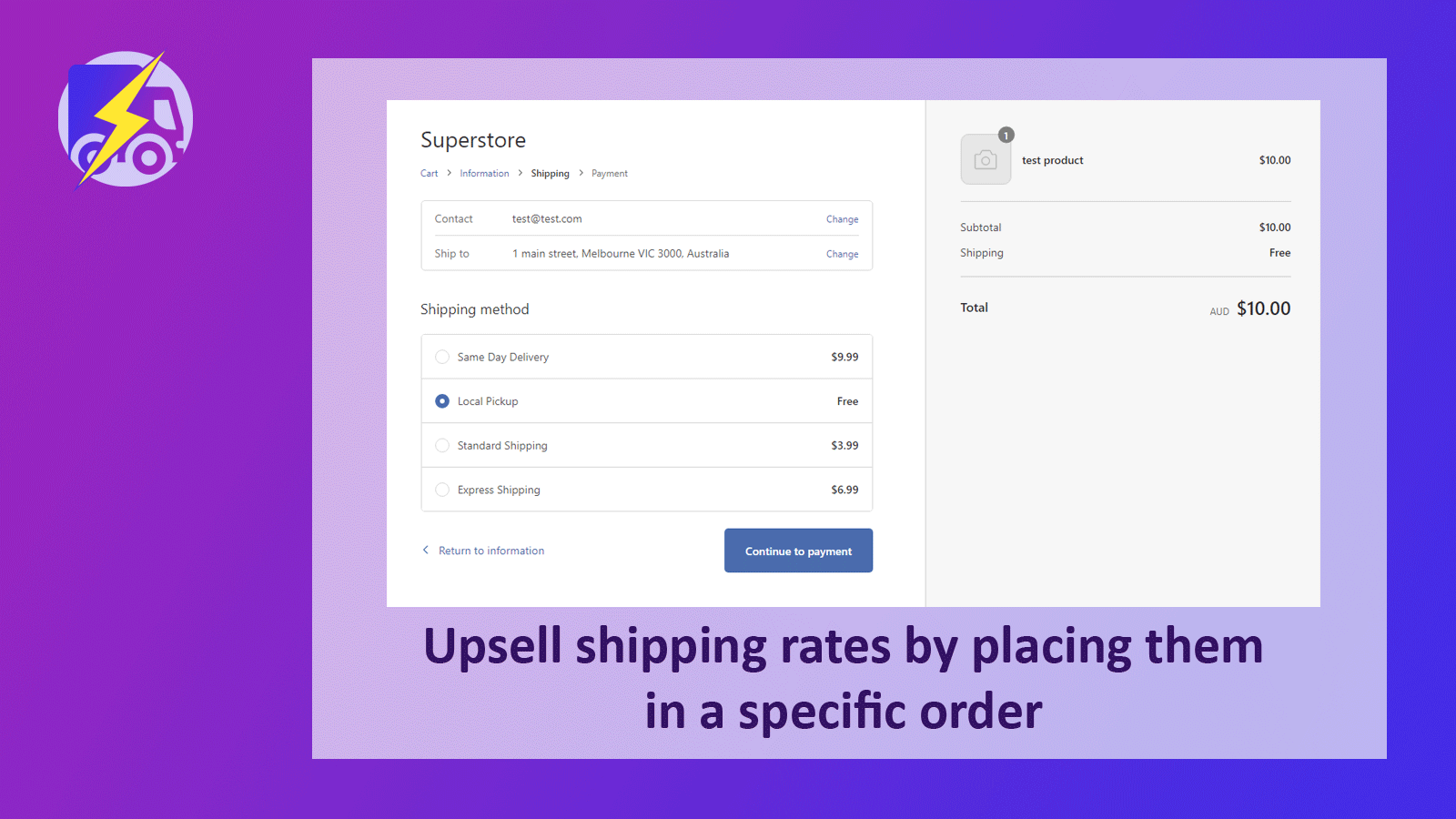 Upsell rates by ordering them to the top