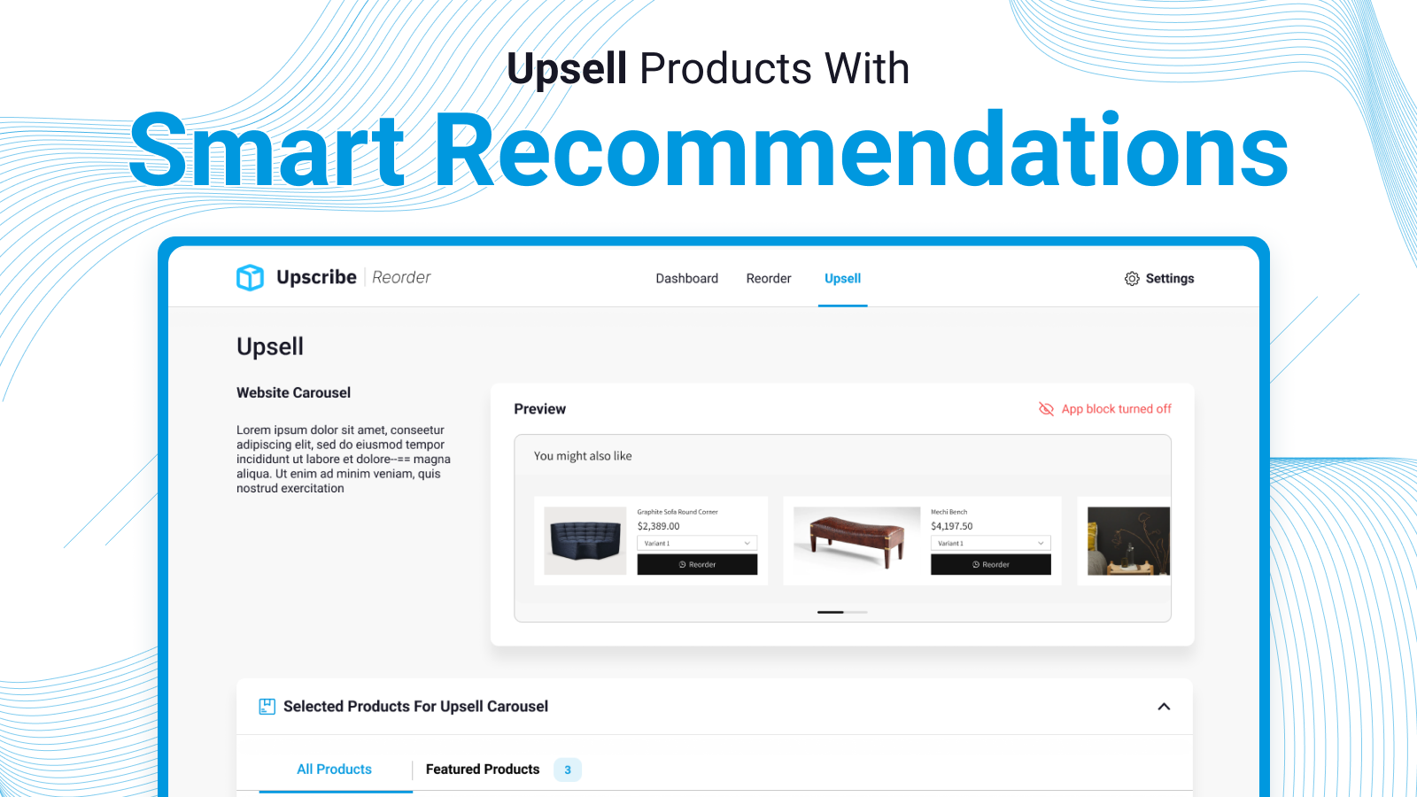 Upsell reorder customers in cart with products they might like
