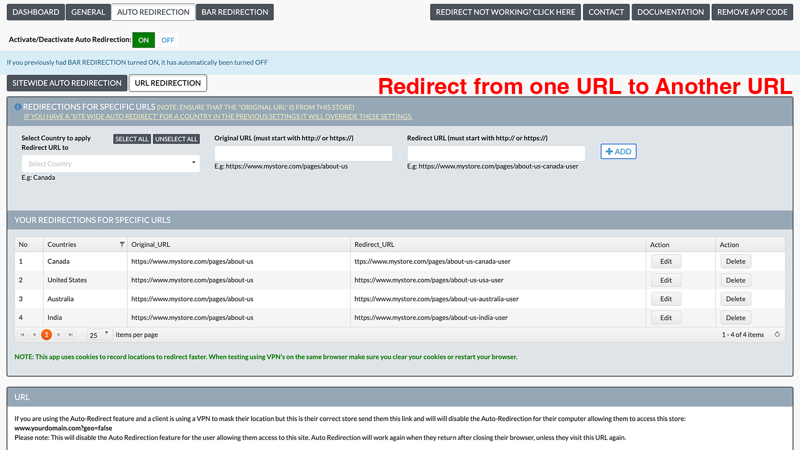 URL GeoLocation Redirect