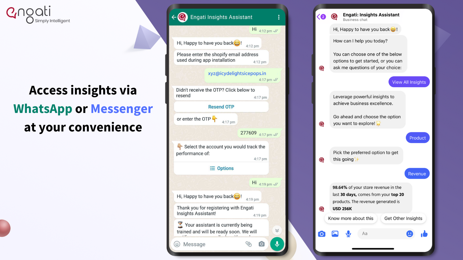 Use conversational assistant to get insights on WA/FB