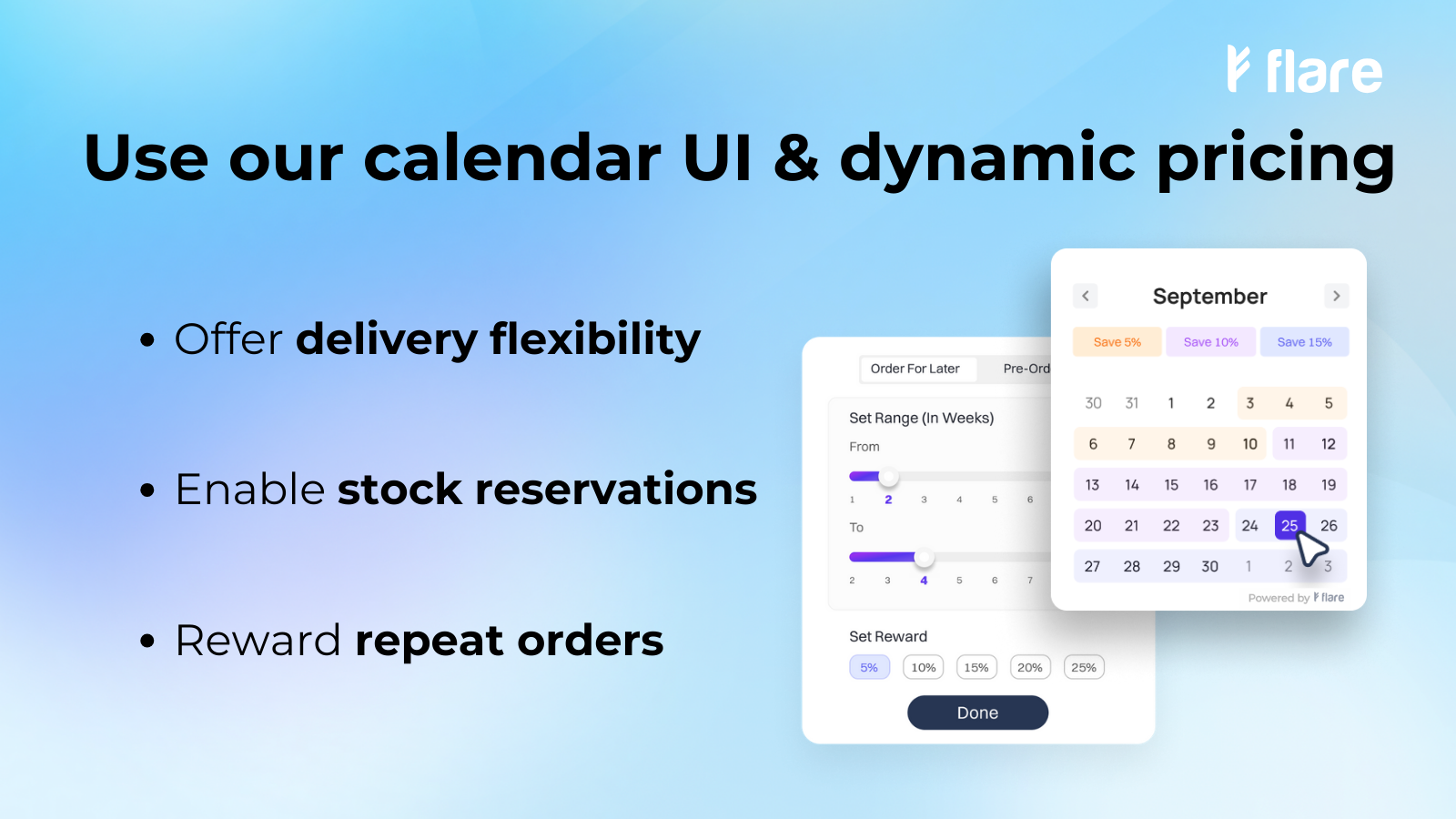 Use our calendar UI and dynamic pricing