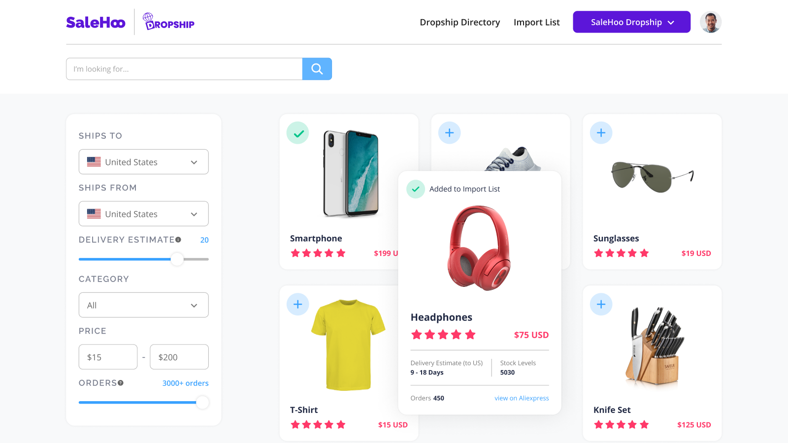 Use SaleHoo Dropship to find high margin products to dropship 