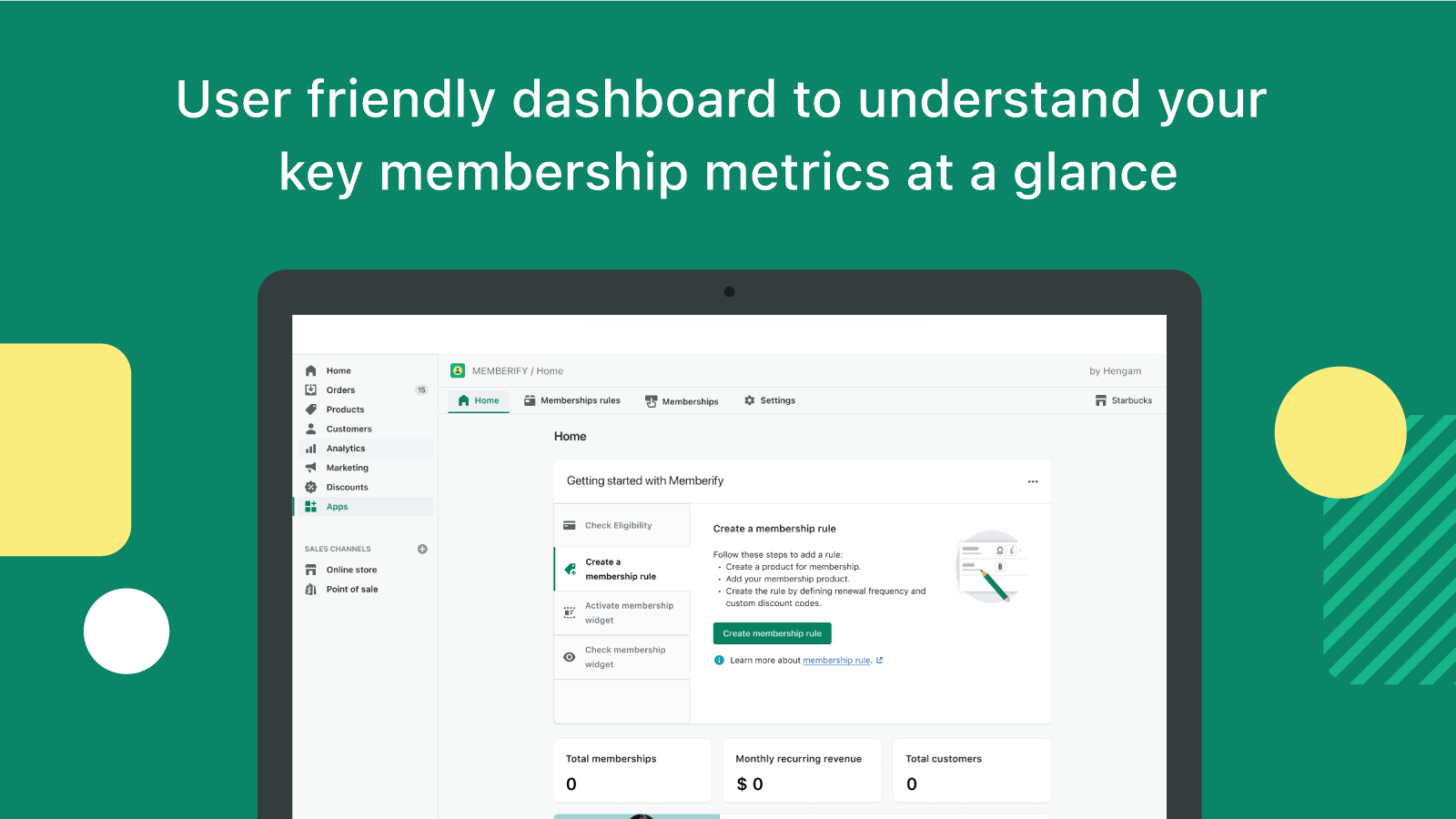 User friendly dashboard for memberships