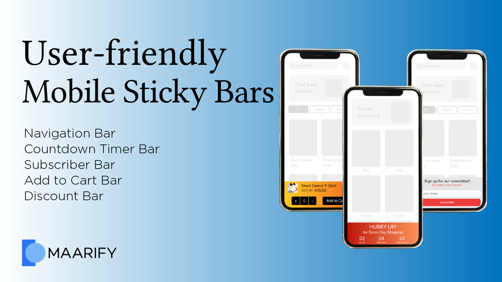 User-friendly Mobile Bars with different objectives