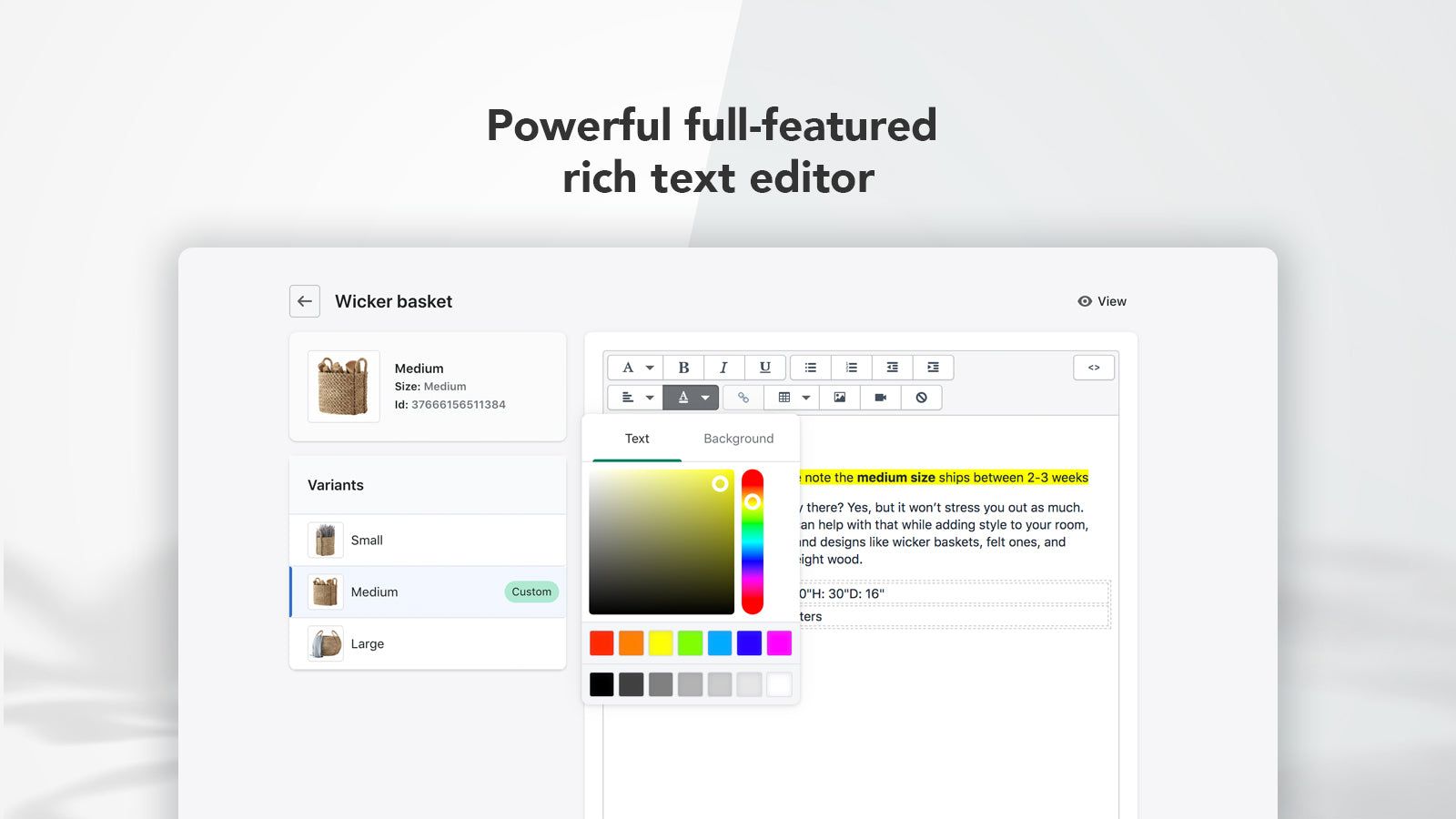 Variant editor color picker mode