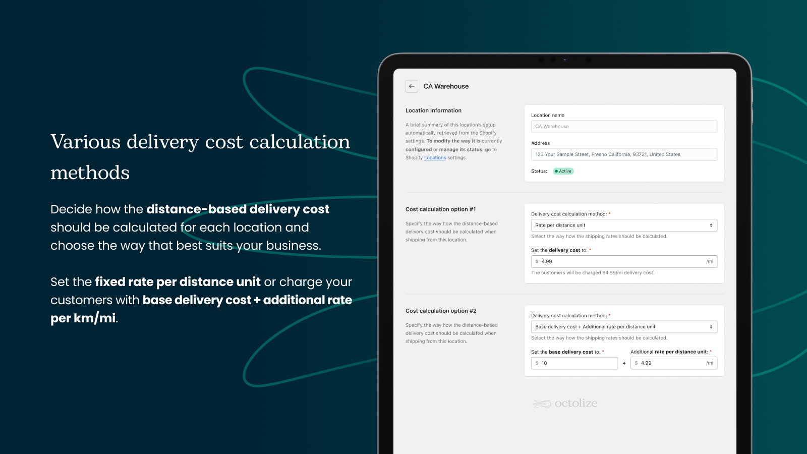 Various distance-based delivery cost calculation methods