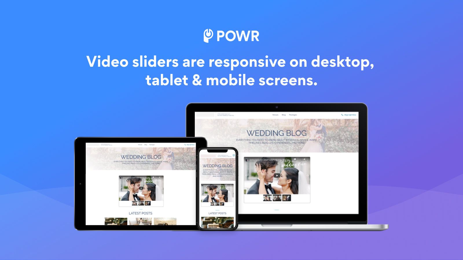Video Sliders are responsive on desktop, tablet, and mobile.