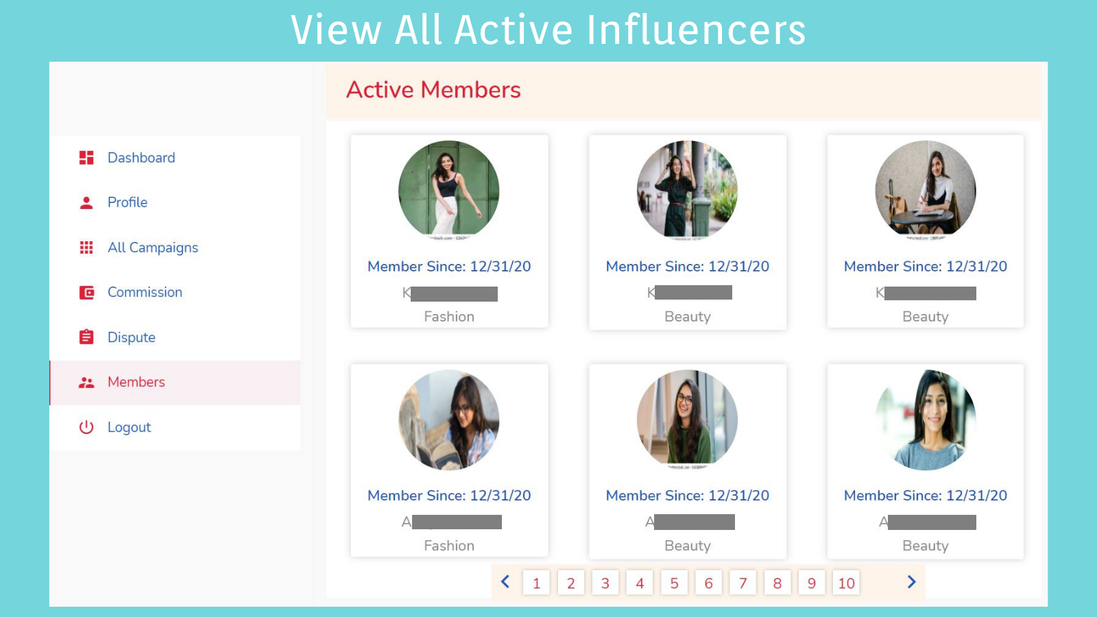View All Active Influencers