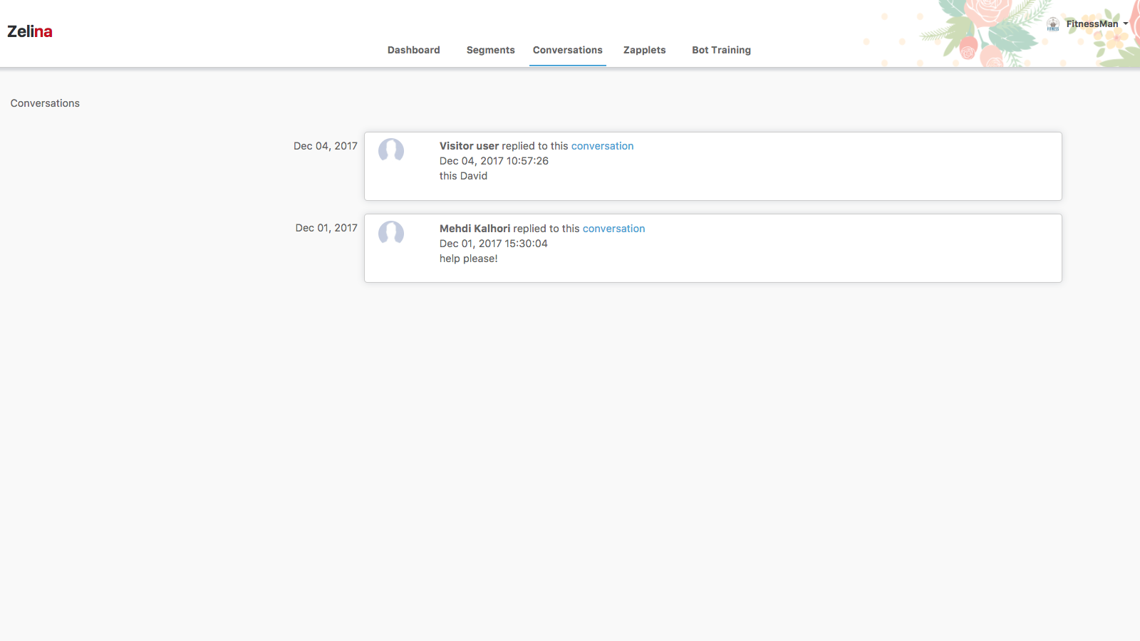 View all conversations through your admin dashboard.