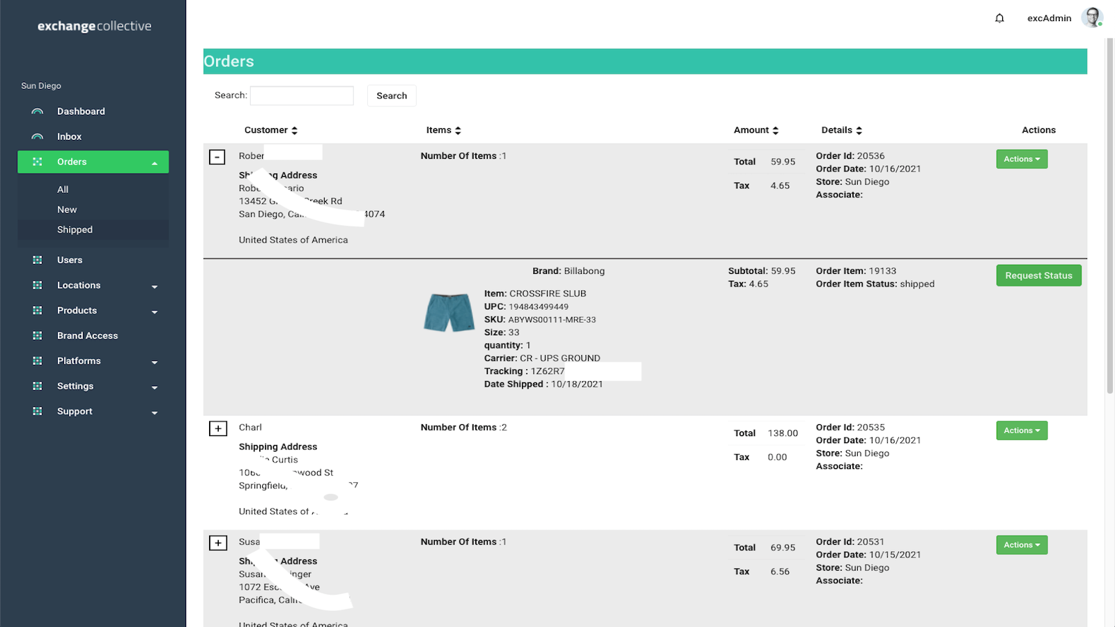 View and manage orders in Shopify and the EXC Dashboard.