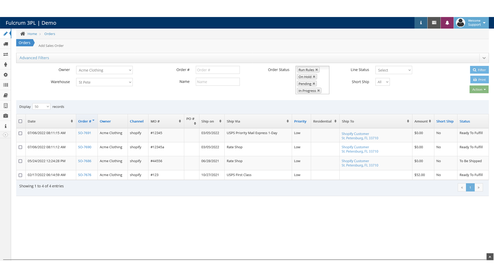 View orders and fulfillment status