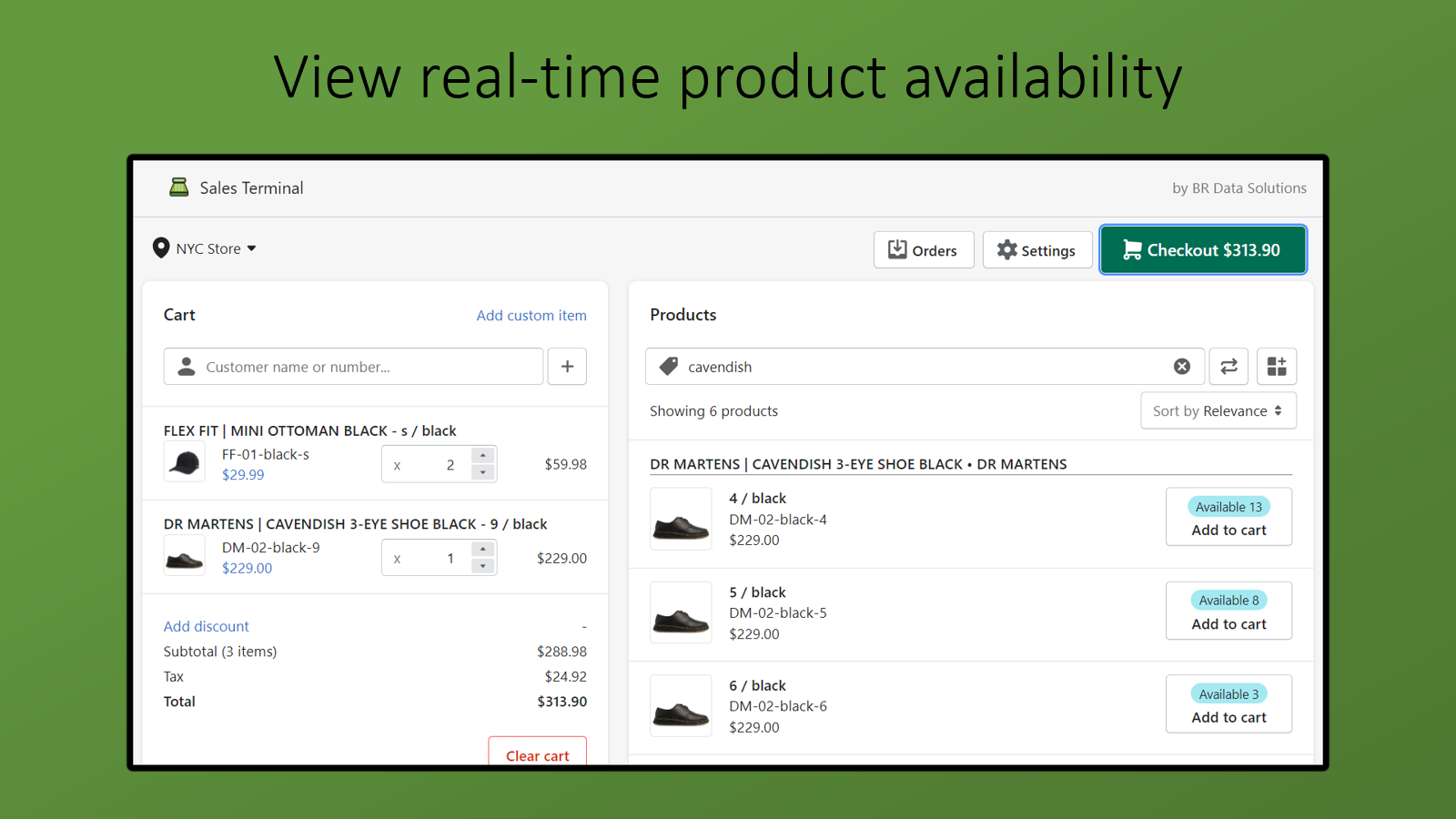 View real-time product availability and sort products