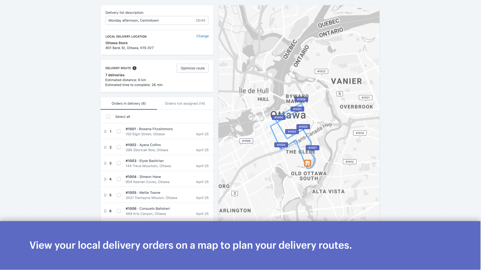 View your local delivery orders on a map to plan your deliveries