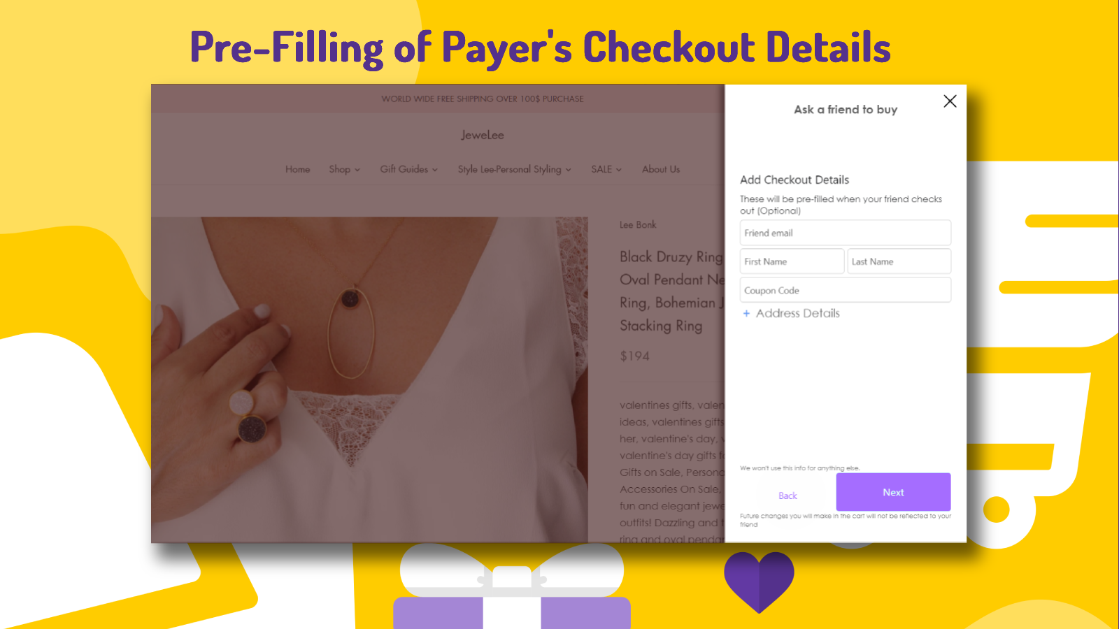 Visitor can pre-populate the checkout details of the payer
