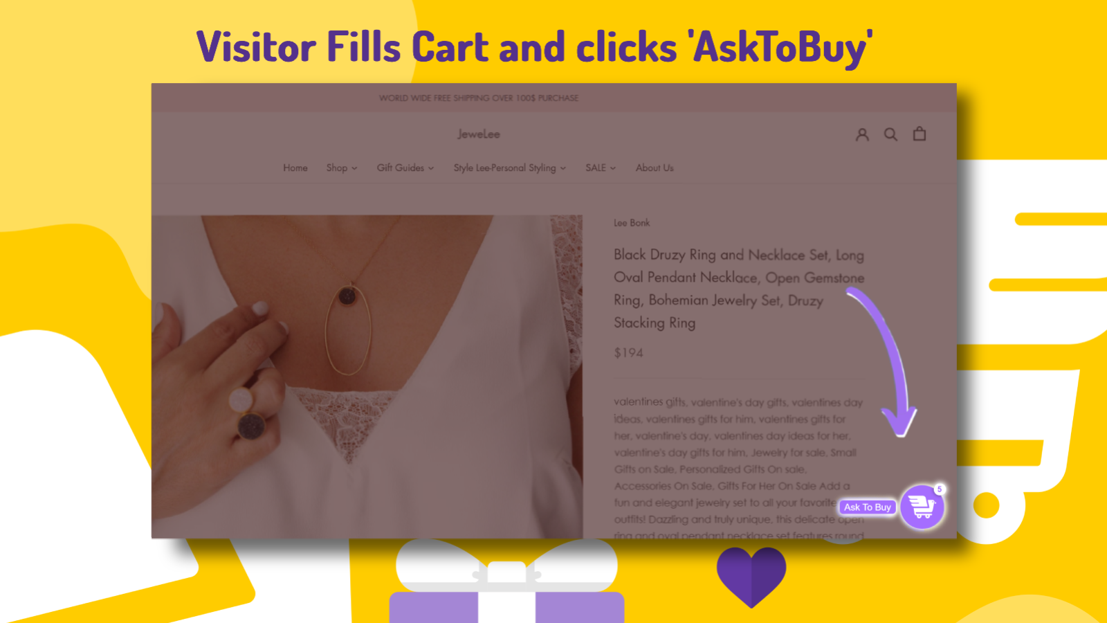 Visitor fills a cart and clicks 'ask to buy'