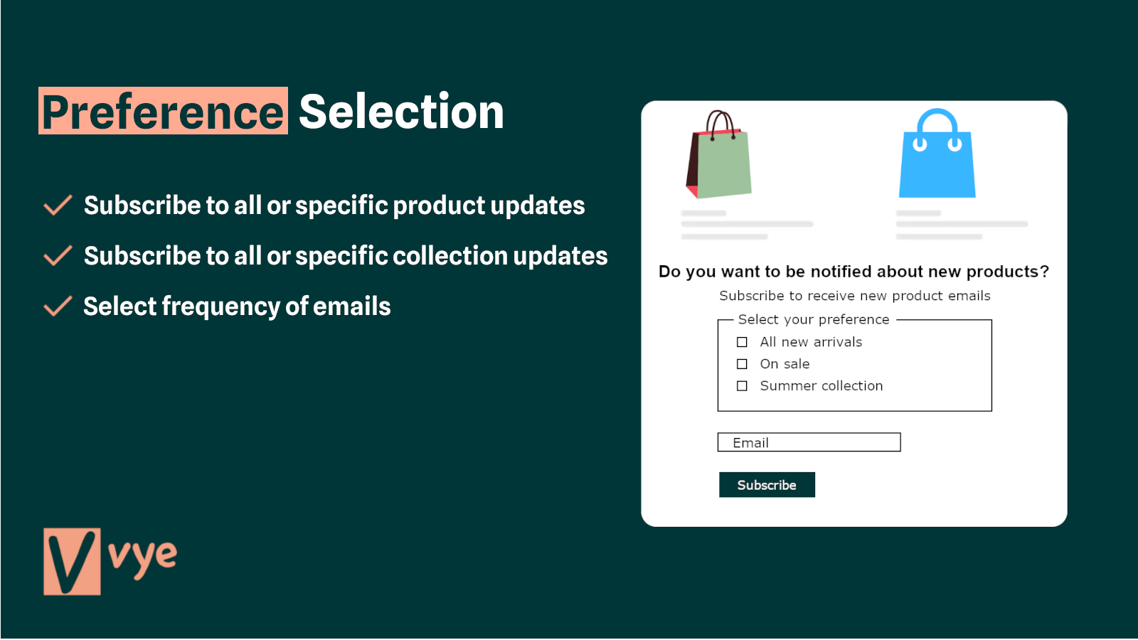 Vye: Automated Email Alerts. Preference Selection