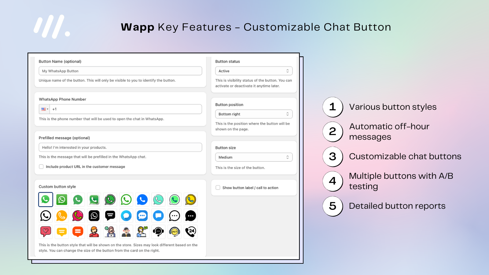 Wapp - WhatsApp Chat Button & abandoned cart recovery