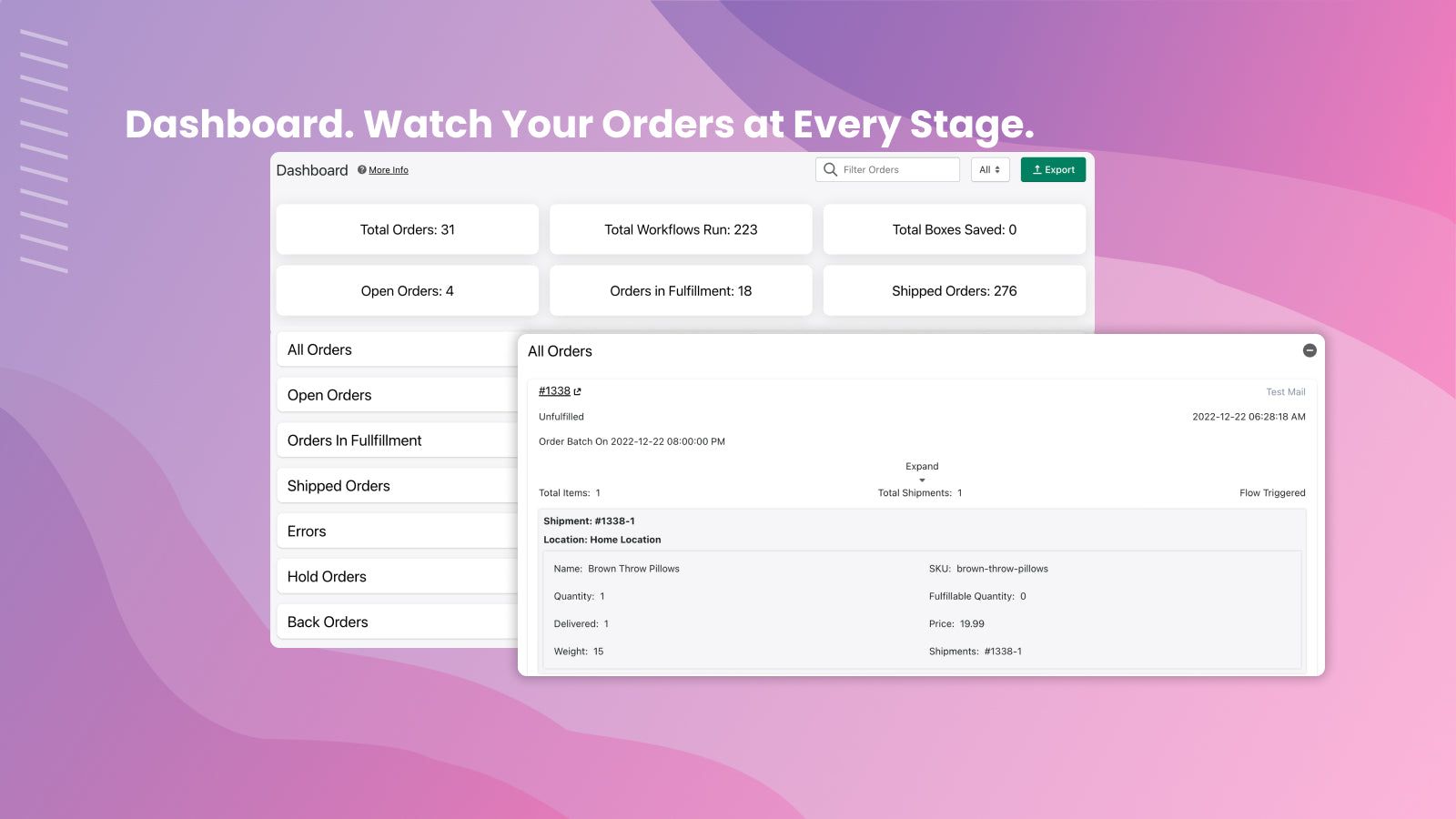 Watch Your Orders at Every Stage.