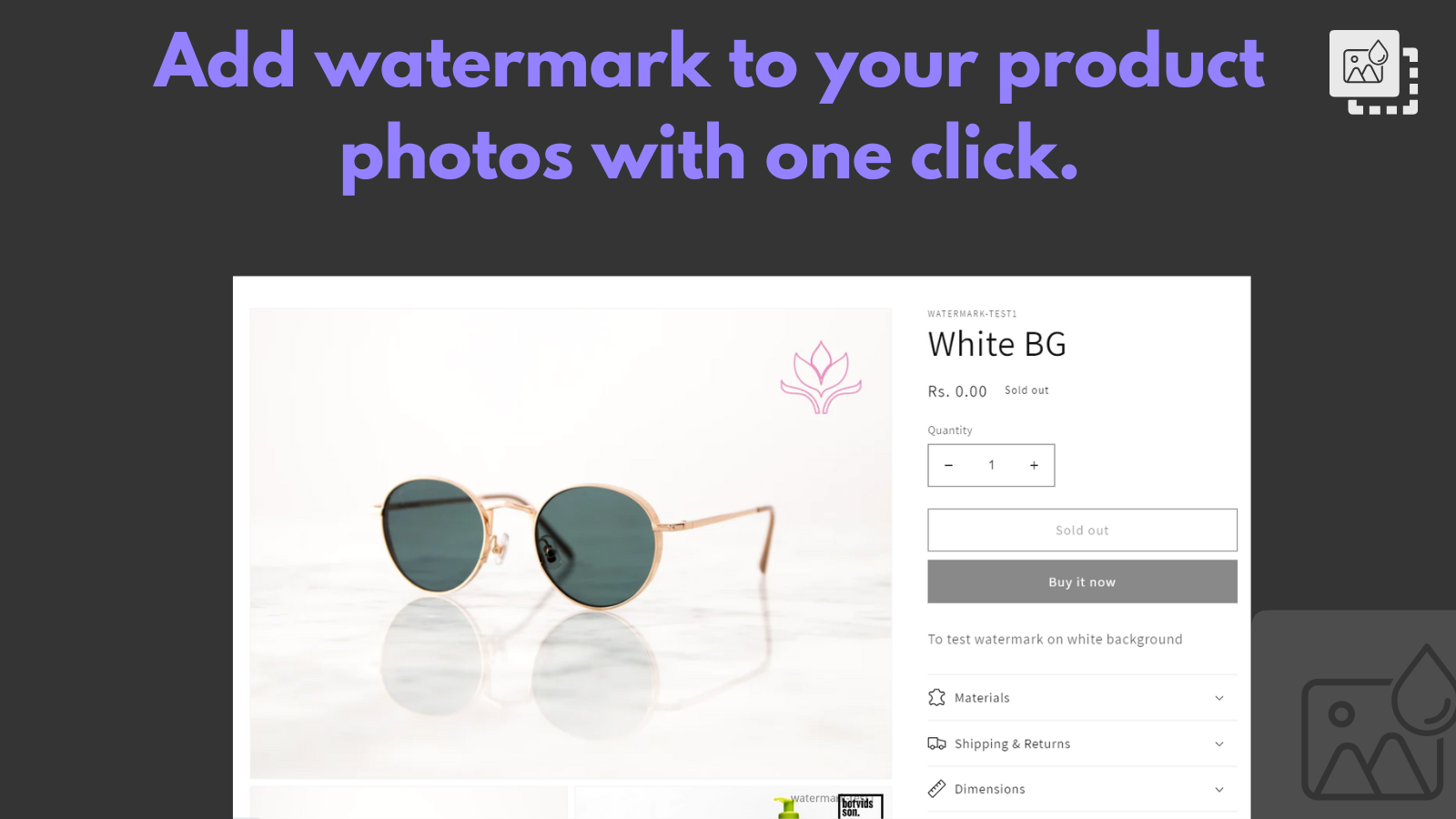 Watermark on product photos