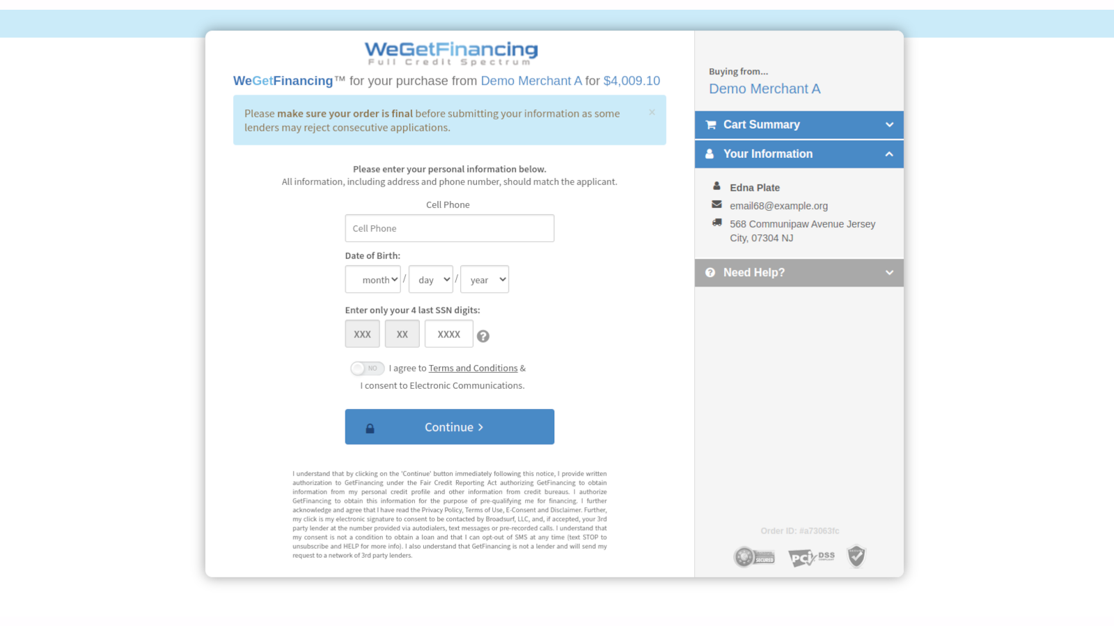 WeGetFinancing application process flow