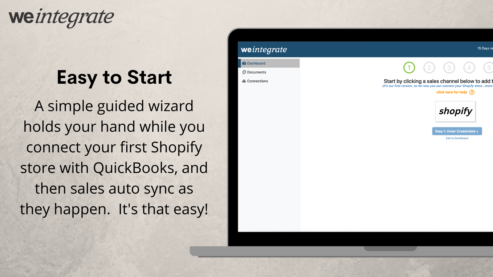 WeIntegrate Wizard Guides You Through an Easy Startup