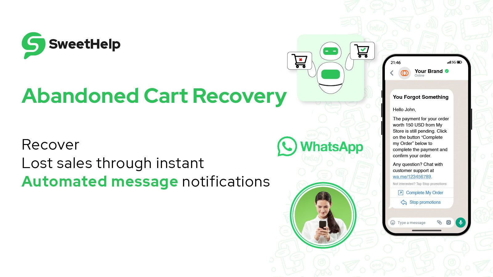WhatsApp & SMS Replacement for SMSBump, Superlemon, Pushdaddy