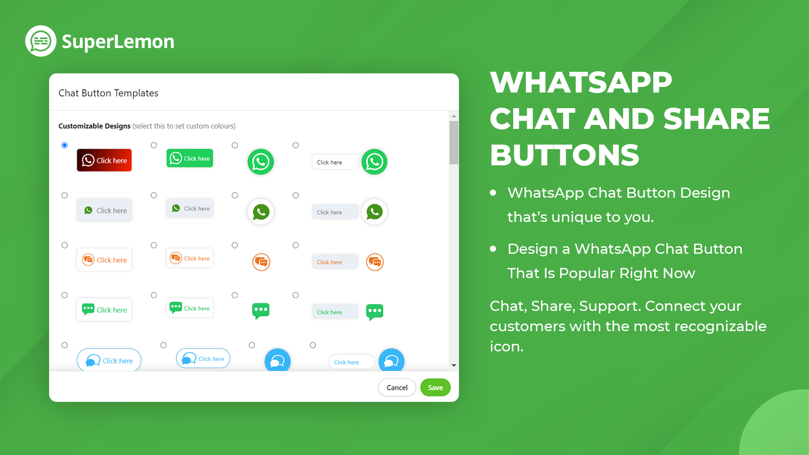 Whatsapp Chat and Share Buttons