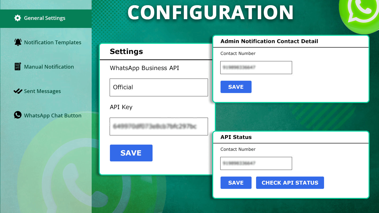 WhatsApp Notifications API Configuration