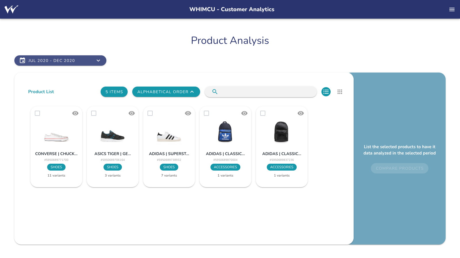 Whimcu product list page