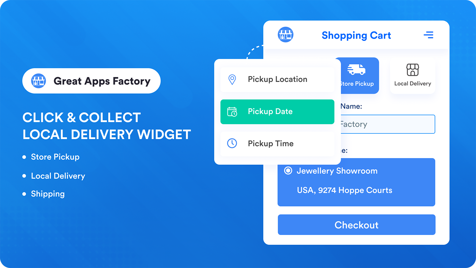 Widget show on cart page for Pickup deliver and Shipping option