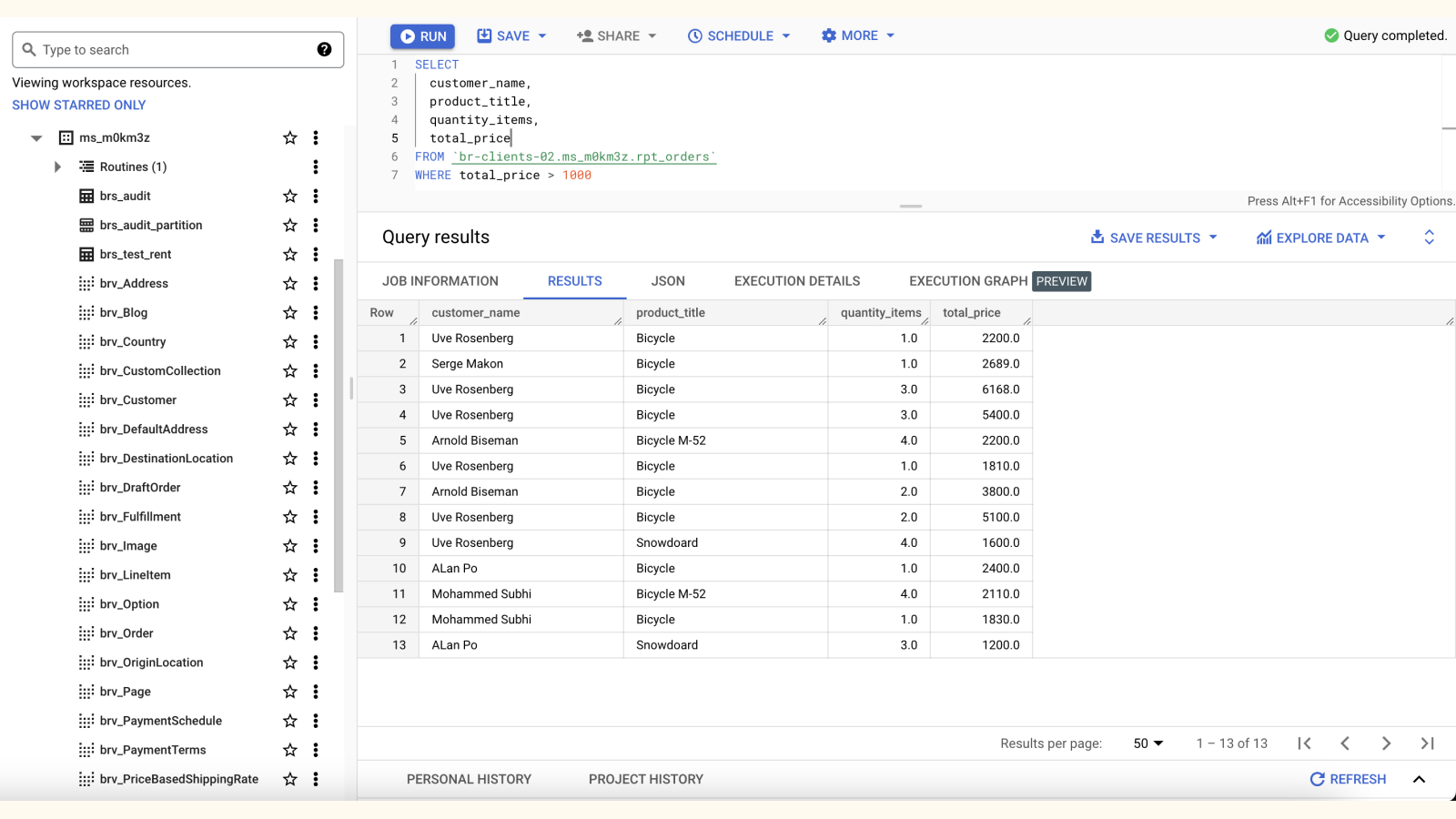 Work with data in BigQuery with SQL