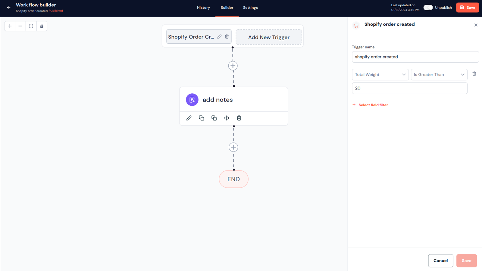 Workflow for create Order