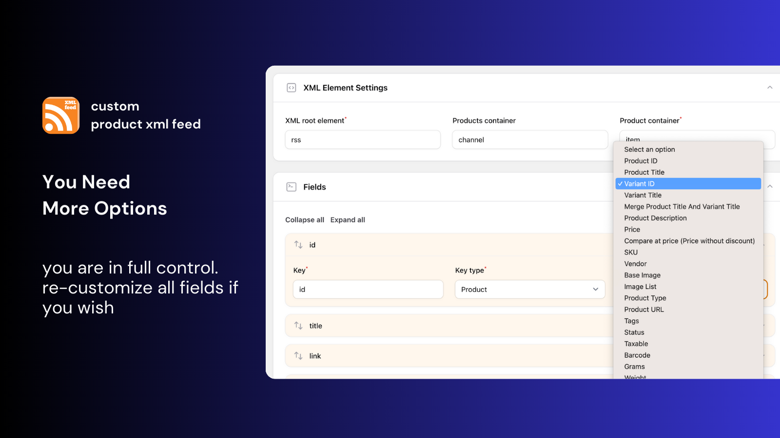 xml element settings