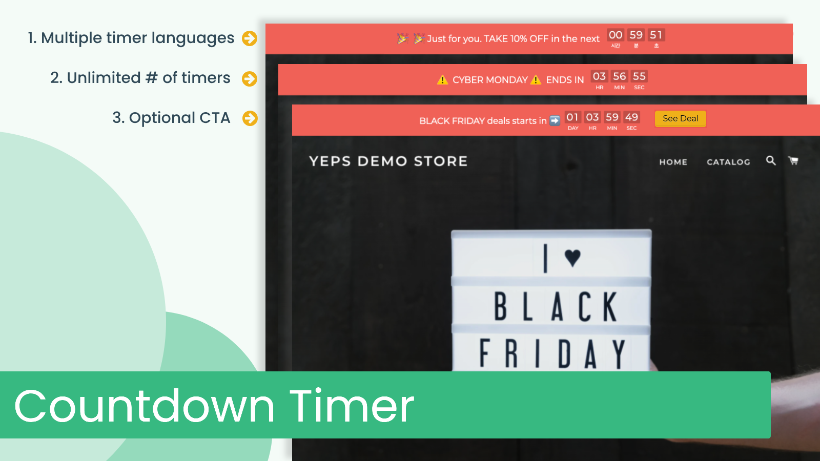 Yeps Countdown Timer Bar, Flash Sales Timer, Sales Countdown Bar
