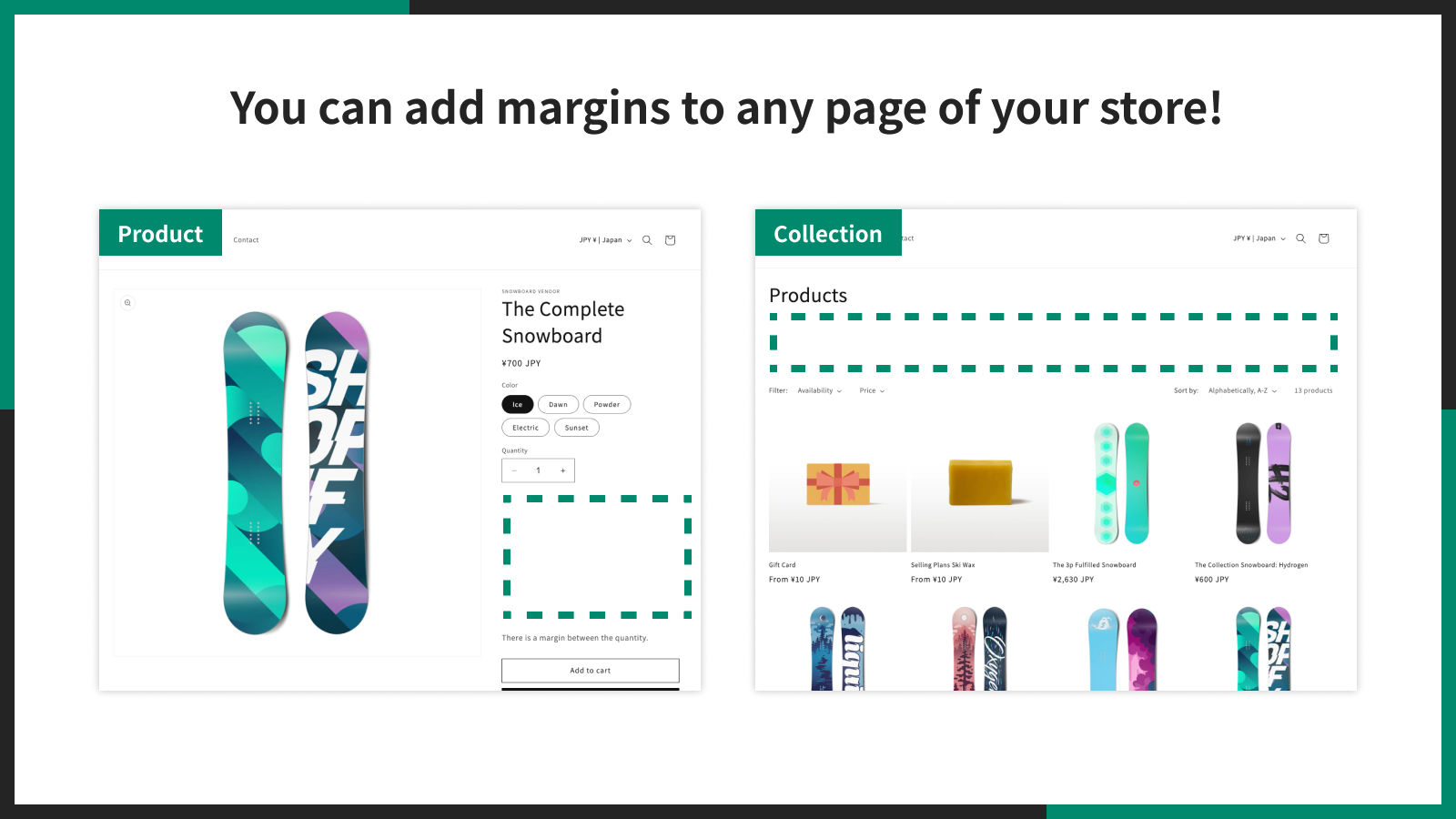 You can add margins to any page of your store!