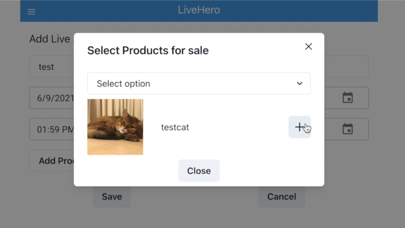 You can choose your product to display at the Live Streaming.