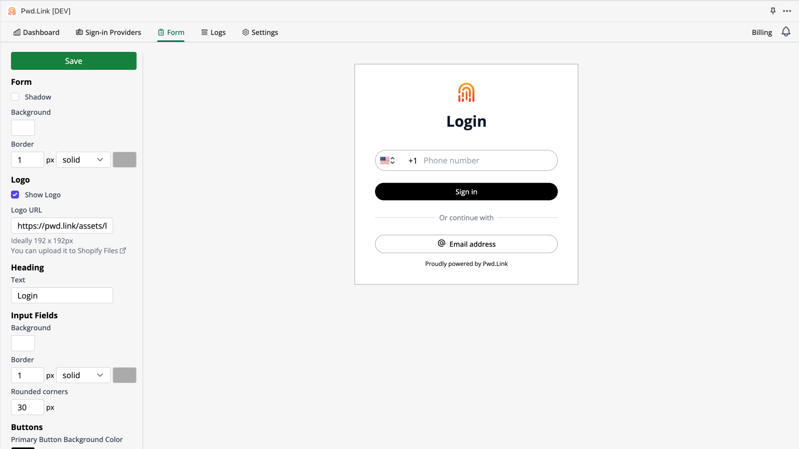 You can customize the design of the login form