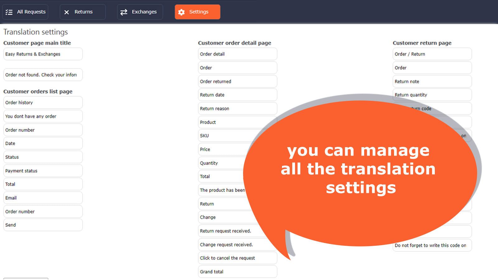 You can manage all the translation settings