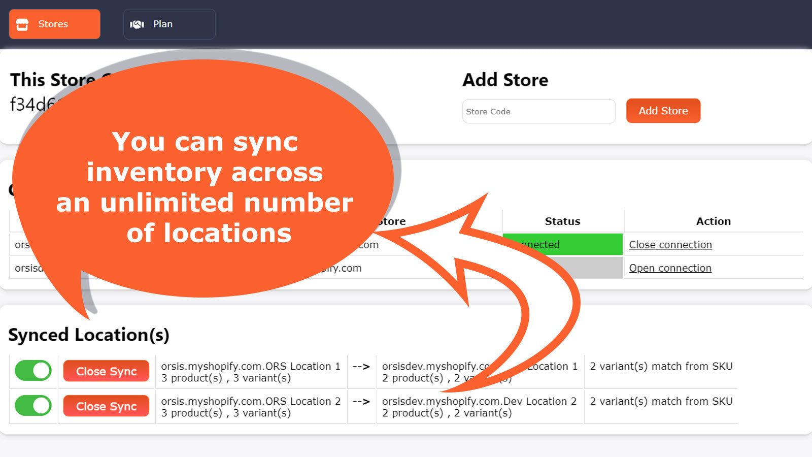 You can sync inventory across an unlimited number of locations