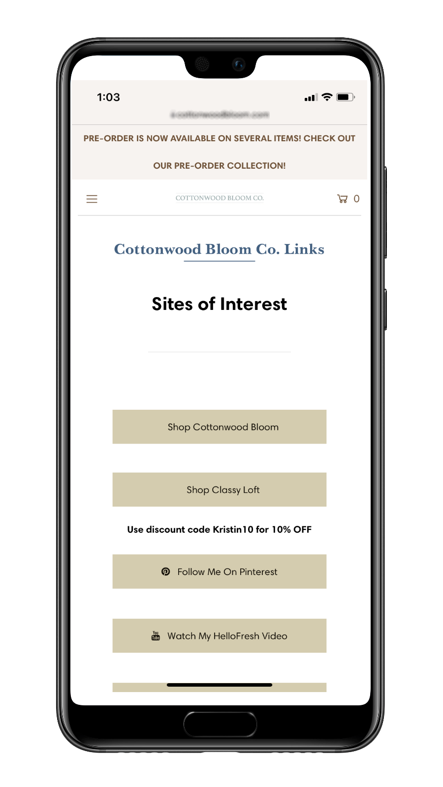 your generated page on mobile