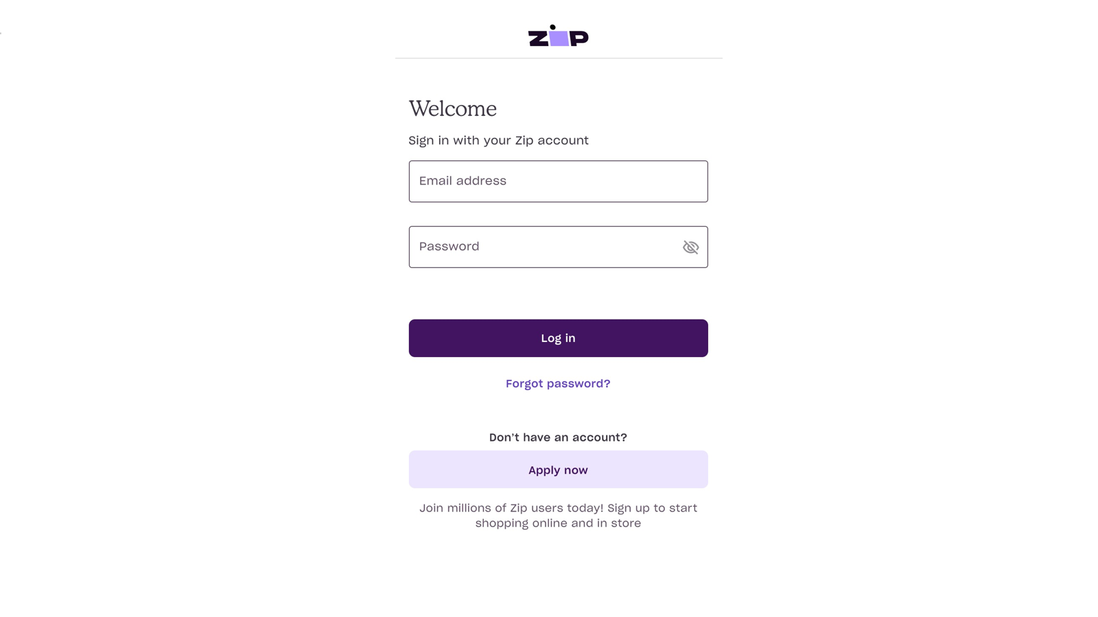 Zip customer login