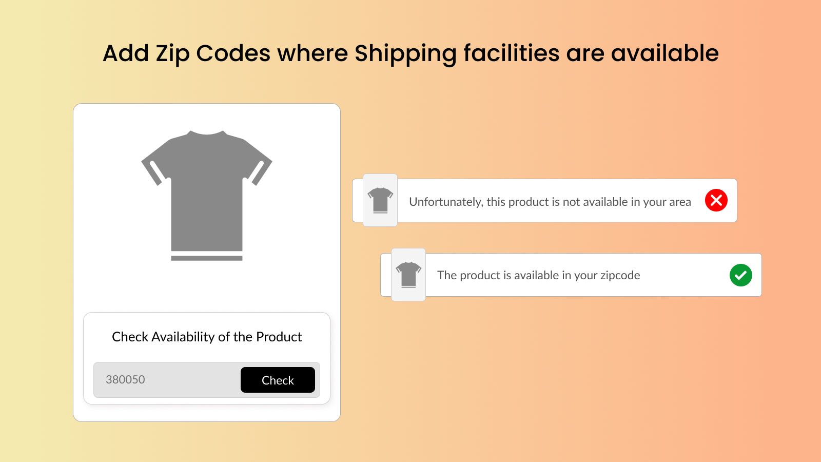 Zipcode Checker to validate product is available or not
