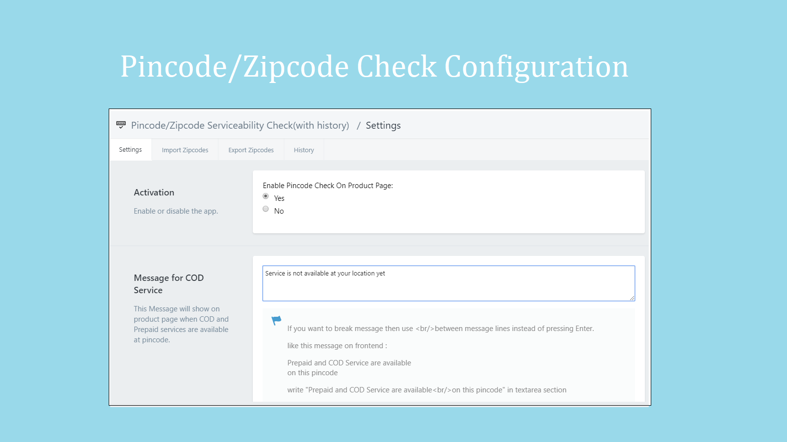 Zipcode Serviceability Check
