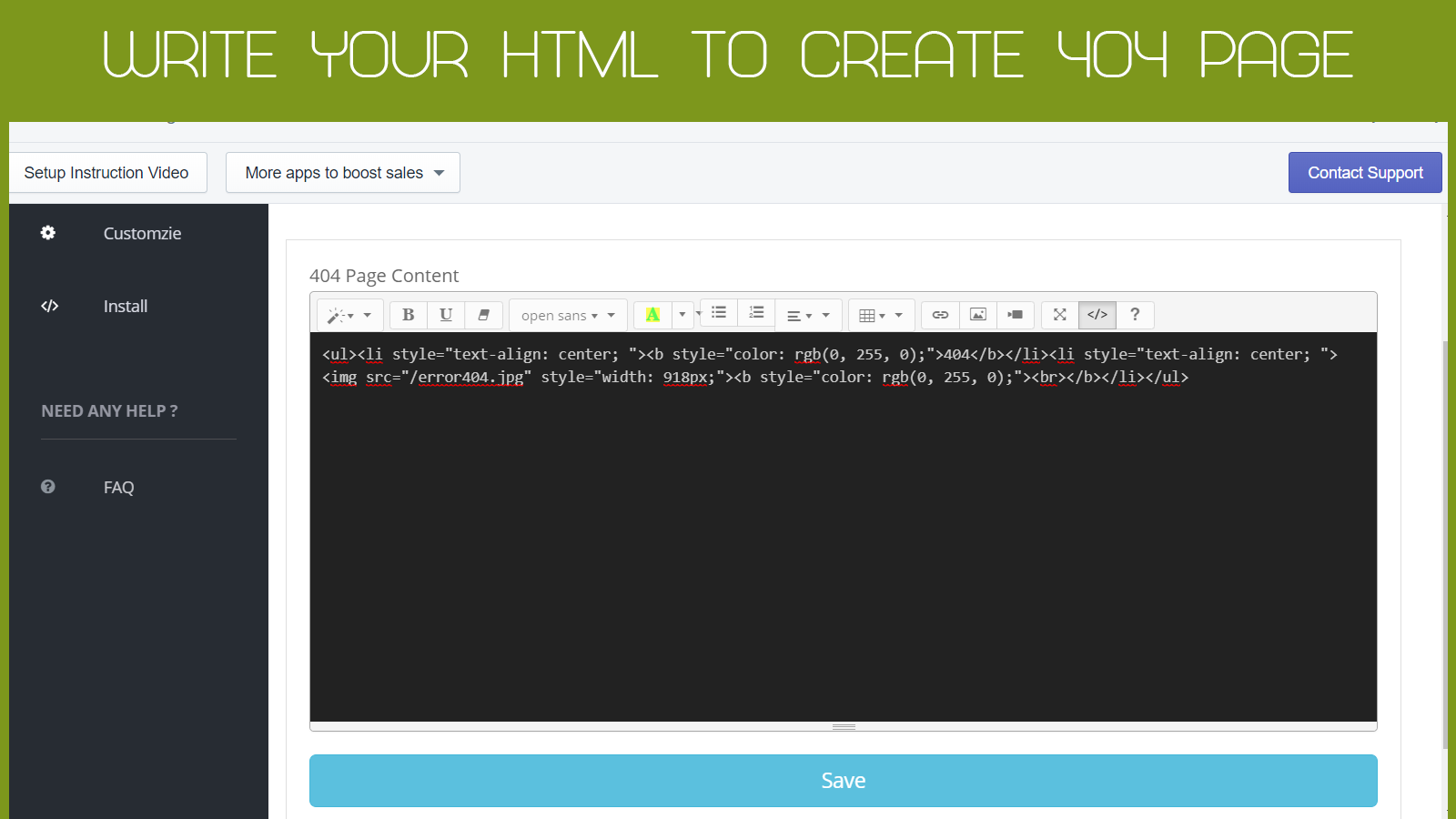 Zooomy 404 custom page HTML